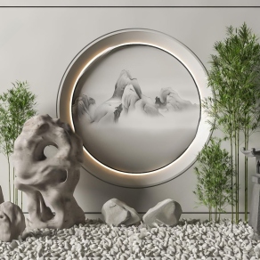 新中式假山小品3D模型下载